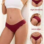Medaling Seamless Underwear for Women No Show Wave Edge Low Rise Bikini Breathable Comfortable Soft Panties 6 Pack (A, Medium)