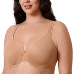 DELIMIRA Women's Minimizer Bra Plus Size Underwire Smooth Full Coverage Seamless Bras Barely Buff 34E