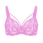 HSIA Minimizer Bras for Women Full Coverage, Unlined Lace Sexy Plus Size Underwire Bra for Large Breasts Pink Purple
