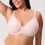 DELIMIRA Women's Inbarely Lift Full Coverage Bras Plus Size Unlined T Shirt Underwire Seamless Bra Back Smoothing Gentle Rose 36C