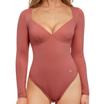Popilush Long Sleeve Bodysuit for Women Shapewear Bodysuit Tummy Control V Neck Shirt Going Out Tops