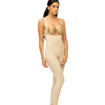 Isavela Womens 2nd Stage Body Suit With Suspenders Ankle Length With NO Zippers (BS08) (XL, Beige)