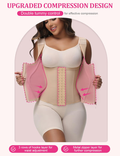 SHAPSHE Waist Trainer for Women, Tummy Control Sports Girdle, Workout Body Shaper with Adjustable Shoulder Strap Tan M