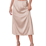 Avidlove Slip for Women Long Satin Half Slip Lace Long Underskirt Light Khaki New X-Large