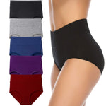 Annenmy Women's High Waist Cotton Underwear Soft Brief Panties Regular and Plus Size (X-Large, Dark Colors, 5-Pack)