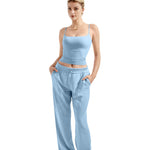 SUUKSESS Women Sexy Square Neck Tank Top Summer Y2K Going Out Tops Casual Sleeveless Basic Cami Shirts (Baby Blue, M)