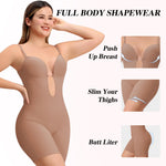 Slimers Backless Shapewear Strapless Bodysuit - Low Back Women Body Shaper : Slimming Built In Bra With Plunge Skin Pink