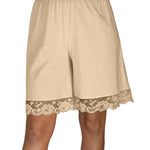 Underworks Pettipants Cotton Knit Culotte Slip Bloomers Split Skirt 9-inch Inseam X-Large-Beige