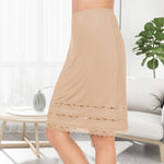 MANCYFIT Half Slips for Women Underskirt Dress Extender Lace Trim Knee Length Midi Skirt 19-26" Length (Light, Large)