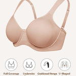 HSIA Bras for Women Minimizer Full Coverage, Plus Size T Shirt Unlined Underwire Smooth Bra, Seamless Cups Joan Ultimate Soft Taupe Beige