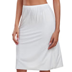 MANCYFIT Half Slip for Women Under Dress Slip Skirt Extenders for Women Seamless Hem Knee Length Under Skirt Liner White X-Large