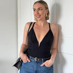 SHAPERIN Bodysuit for Women Shapewear Tummy Control Deep V Neck Plunge Sleeveless Backless Thong Body Suit Tank Top