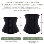 YIANNA Latex Long Torso Waist Trainer for Women Tummy Control Underbust Waist Cincher Corset Sport Girdle Body Shaper,YA11688-Black-L