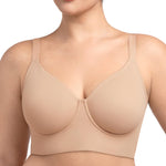 HSIA Bras for Women Minimizer Full Coverage Seamless Plus Size Longline Unlined Underwire Back Smoothing Bra, Light Beige 36DD