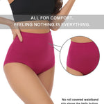 wirarpa Women's Underwear Cotton Super High Waisted Briefs Stretch Full Coverage Panties 4 Pack Assorted Large