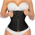 YIANNA Waist Trainer for Women Latex Underbust Tummy Control Waist Cincher Corset Hourglass Body Shaper Zipper and Hooks,YA2231-Black-M