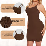 JOYSHAPER Body Shaper for Women Full Slips for Under Dress Adjustable Spaghetti Strap Brown XL