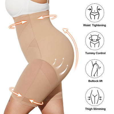 MOVWIN Tummy Control Body Shaper Shorts - High Waist Thigh Slimmer Panties Shapewear Beige, XXL