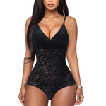 BRABIC Lace Bodysuit for Women Tummy Control Shapewear Sleeveless Tops V-Neck Backless Camisole Jumpsuit Shaper (Black, X-Large)