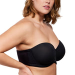 HSIA Strapless Bras for Women Large Bust Non Slip Full Coverage Underwire Supportive Multiway Strapless Bra Plus Size Dark Black