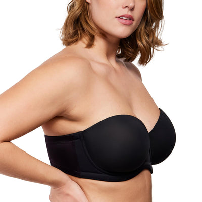 HSIA Strapless Bras for Women Large Bust Non Slip Full Coverage Underwire Supportive Multiway Strapless Bra Plus Size Dark Black