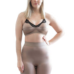 Rago 518 High Waist Leg Shaper | Light Control | Made in USA | No-Roll Lace Hem | Mocha S/26