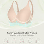 Jellysoft Bra Nude Jelly Bras for Women Wireless No Underwire Deep V | Comfortable, Breathable, Adjustable Straps, Everyday Wear