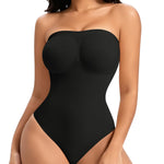 Werena Strapless Shapewear Bodysuit for Women Tummy Control Seamless Thong Body Shaper with Removable Straps Under Dress (Black,S)