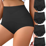 QUASTI Underwear 4 Pack Tummy Control High Waisted Ladies Panties Postpartum Compression Briefs Full Coverage（S）
