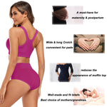 Molasus Women's Soft Cotton Underwear Briefs High Waisted Postpartum Panties Ladies Full Coverage Plus Size Underpants Pack of 5,Large