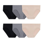 Fruit of the Loom Women's No Show Seamless Underwear, Amazing Stretch & No Panty Lines, Smooth Under Clothes - Bikini - 6 Pack - Assorted Color Neutrals, 7