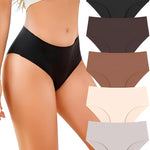 UNDER THE SEA Seamless Underwear for Women Plus Size Mid Rise Lingerie Brief Sexy No Show Panties Lingerie Cheeky Clothing Clothes outfits Apparel Gift Overnight Delivery Items Fashion 5 Pack XS-3XL