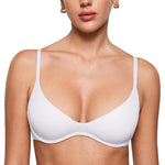 INLYRIC Women's Inbarely Plus Plunge Bra - Unlined Underwire Sexy Demi Balconette Bras White 34DD