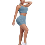 CHRLEISURE Women's 4 Packs Workout Gym Shorts, High Waisted Butt Lifting Scrunch Butt Seamless Booty Shorts(Black,DGray,Green,Blue,M)