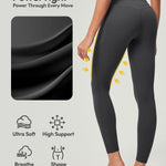 IUGA Compression Leggings with Pockets for Women Tummy Control Leggings No Front Seam Workout High Waist Yoga Pants,Ink Gray