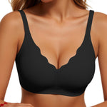 CINOON Womens Wireless Bras Push Up Bralette Supportive Everyday Bras Seamless Full Coverage Comfort T-Shirt Bra Black