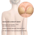 Wingslove Adhesive Bra Reusable Strapless Self Silicone Push-up Invisible Sticky Bras for Backless Dress (Beige,B)