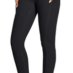 IUGA Compression Leggings for Women Tummy Control No Front Seam Leggings with Pockets High Waisted Workout Yoga Pants Black