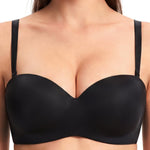 HSIA Strapless Bras for Women Push Up Seamless Underwire Padded Balconette Demi Convertible Bra for Small Busts Black 34C
