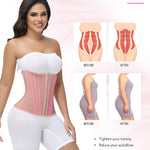 SHAPSHE Waist Trainer for Women Tummy Control Workout Waist Cincher Corset Shapewear Postpartum Body Shaper Faja with Zipper Hook Rosy Brown L