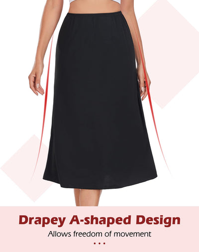 MANCYFIT Half Slips for Under Dresses Slip Skirt for Women A-line Underskirt for Dresses Black Large