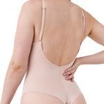 SPANX SPANXshape Suit Your Fancy Plunge Low-Back Thong Bodysuit - Comfortable One Piece - Medium Compression - Seamless - Champagne Beige - L