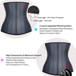 YIANNA Womens Waist Trainer Underbust 25 Steel Boned Sports Fitness Workout Hourglass Body Shaper Weight Loss, YA1210-Black-L