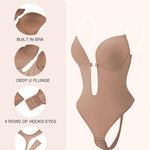 Slimers Women Shapewear Backless Body Bra Shaper Womens Plus Size Plunge Invishaper Low Back Thong Bodysuits Open Crotch Daily Use((Skin Pink M)