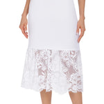 MANCYFIT Half Slips for Under Dresses Extender Slip Skirt for Women Lace Trim Long Underskirt 28 Inch White XX-Large