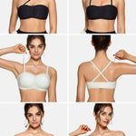 Vertvie Womens Strapless Bra Jelly Push Up Seamless Bandeau Bra Wireless Non Slip Silicone Tube Top Bras Padded Bralette(Skin Color,Medium)