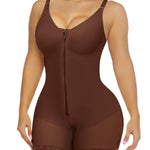 YIANNA Fajas Colombianas Moldeadoras Postpartum Shapewear Tummy Control for Women Full Body Shaper Butt Lifter Compression Garment with Zipper Crotch, YA7283-Brown-S