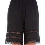 MANCYFIT Half Slip Shorts Culotte for Women Split Skirt Lace Pettipants Snip 7-9” Inseam Black X-Large