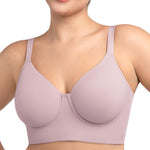 HSIA Bras for Women Minimizer Full Coverage Seamless Plus Size Longline Back Smoothing Unlined Underwire Bra Grey Purple