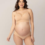 Kindred Bravely Under the Belly Bikini Maternity Underwear for Women and Postpartum Underwear 5 Pack (Black/Beige, Medium)